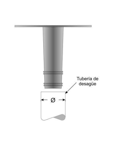 Desagüe vertical para lámina de PVC - croquis