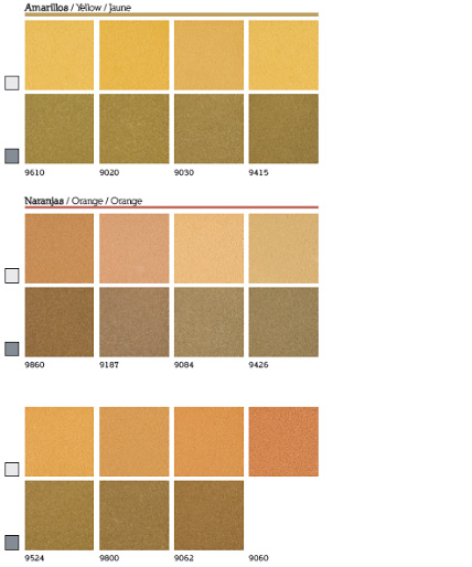 Carta de colores de pigmentos para cemento